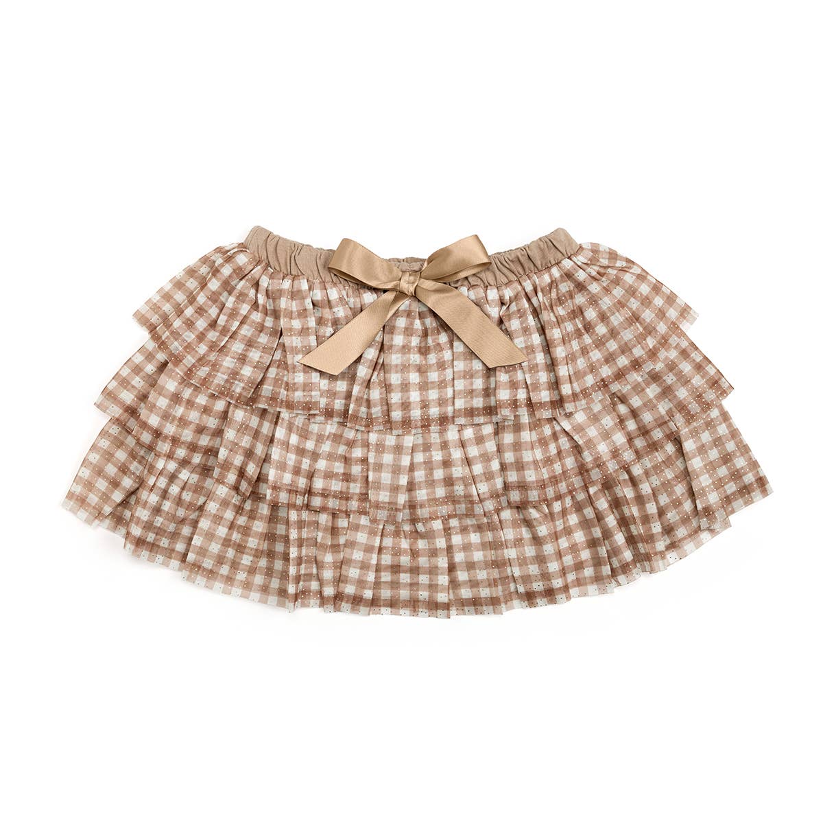 Gingham Printed Tulle Tiered Tutu - Kids Clothing
