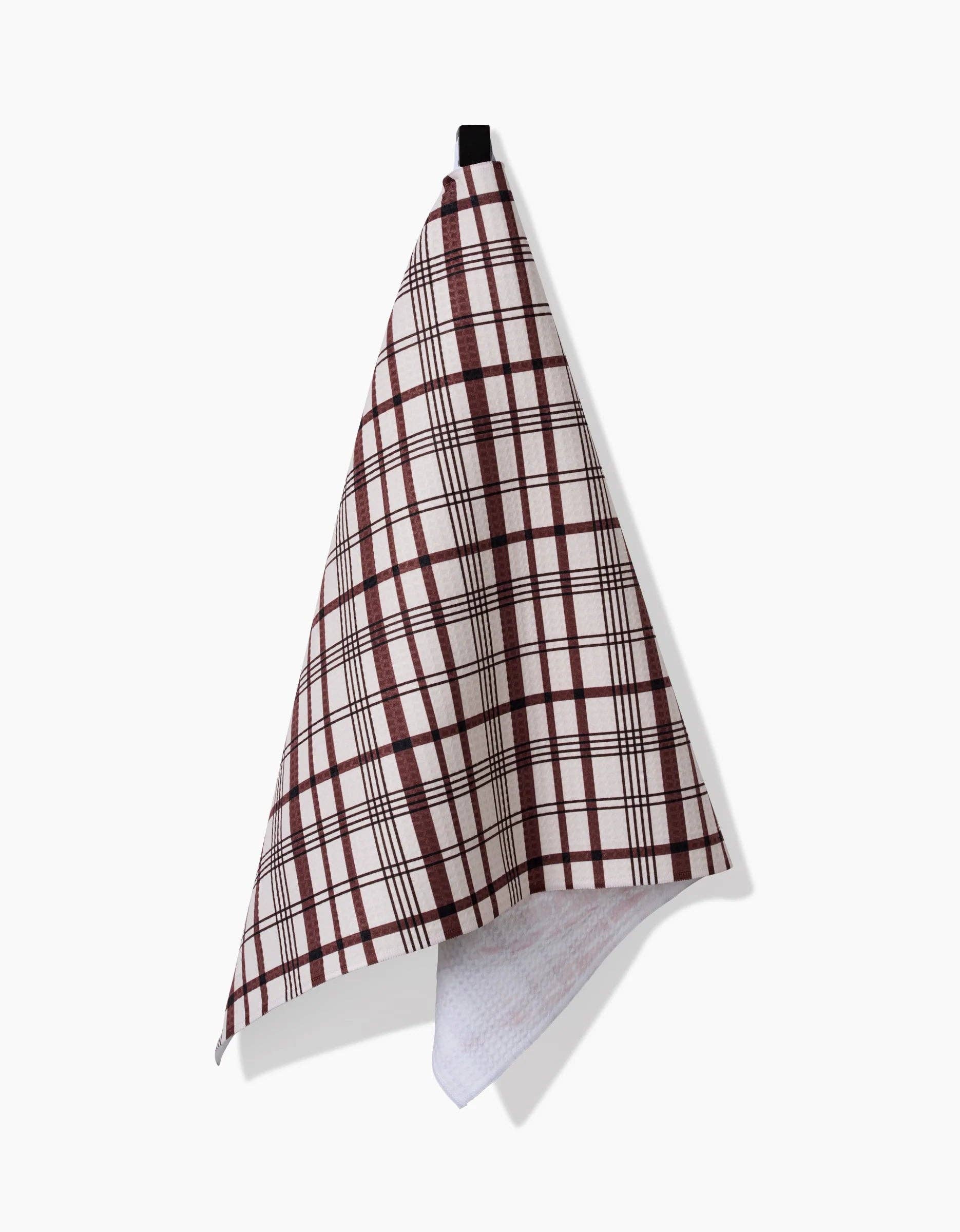Vintage Plaid Natural Luxe Hand Towel- Brown + White