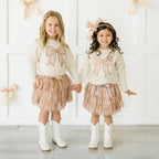 Gingham Bow Patch Sweatshirt - Natural - Girls Clothes
