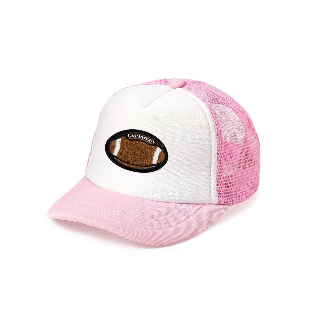 Football Patch Trucker Hat - Pink/White - Kids Football Hat