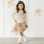 Gingham Bow Patch Sweatshirt - Natural - Girls Clothes