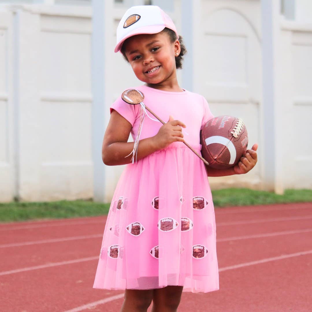 Football Patch Trucker Hat - Pink/White - Kids Football Hat