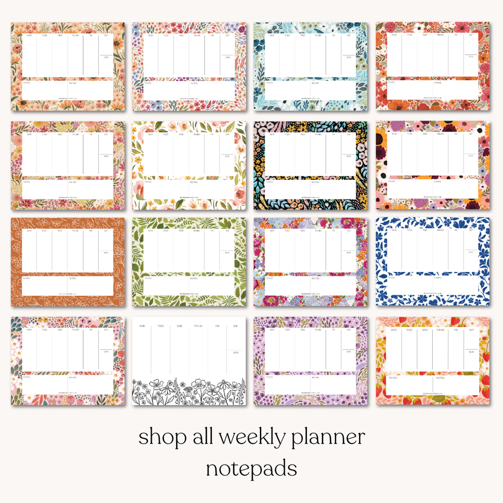 Porcelain Floral Weekly Planner Notepad