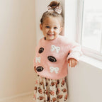 Football Bows Patch Knit Sweater - Girls Clothes