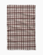 Vintage Plaid Natural Luxe Hand Towel- Brown + White