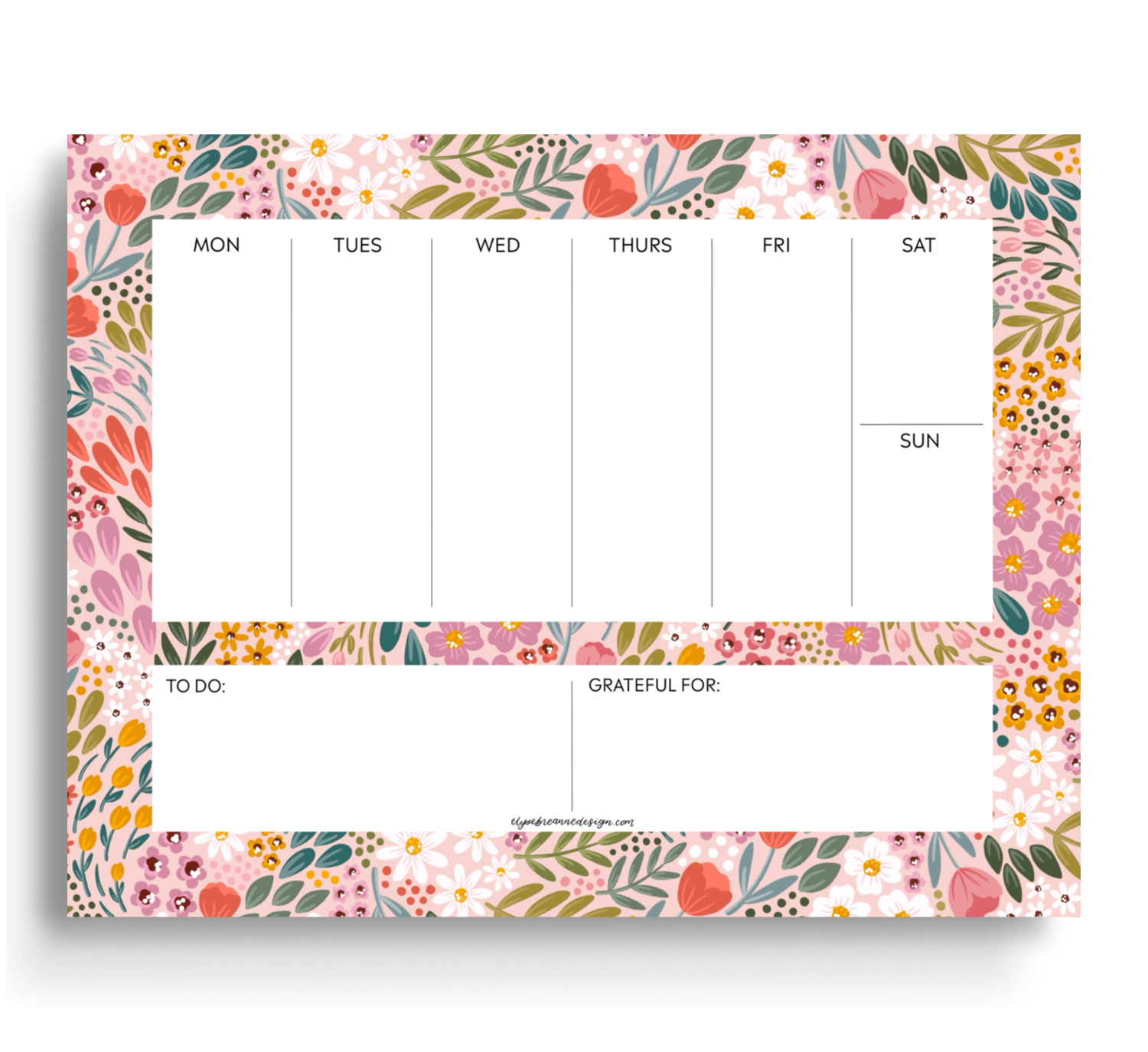Summer Meadow Weekly Planner Notepad