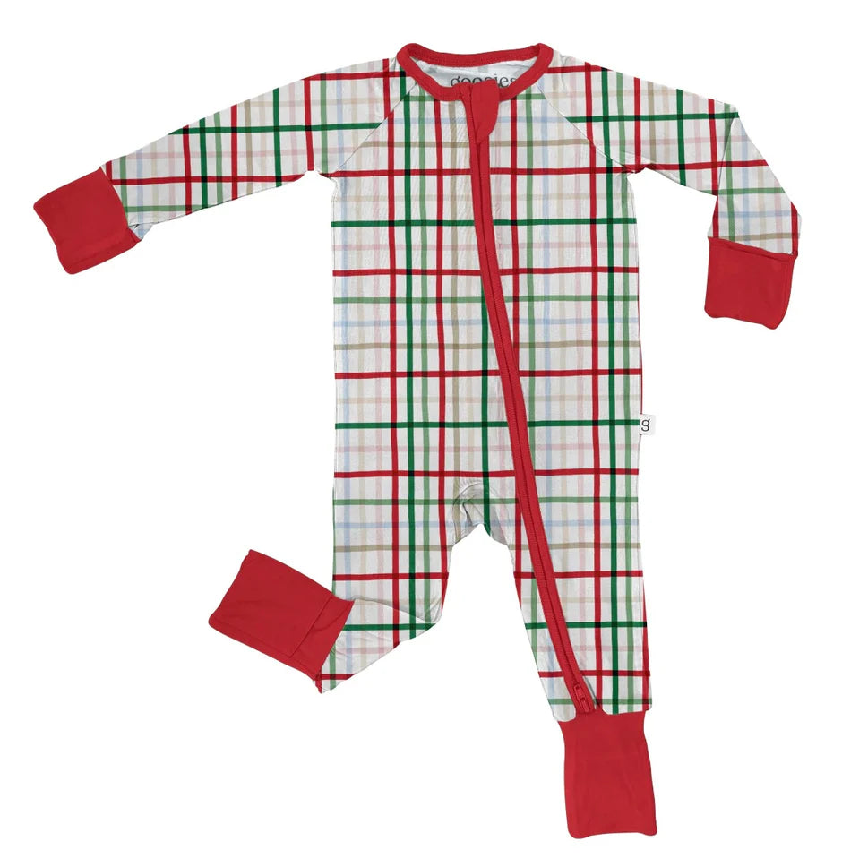 Festival Plaid Zipper Footie