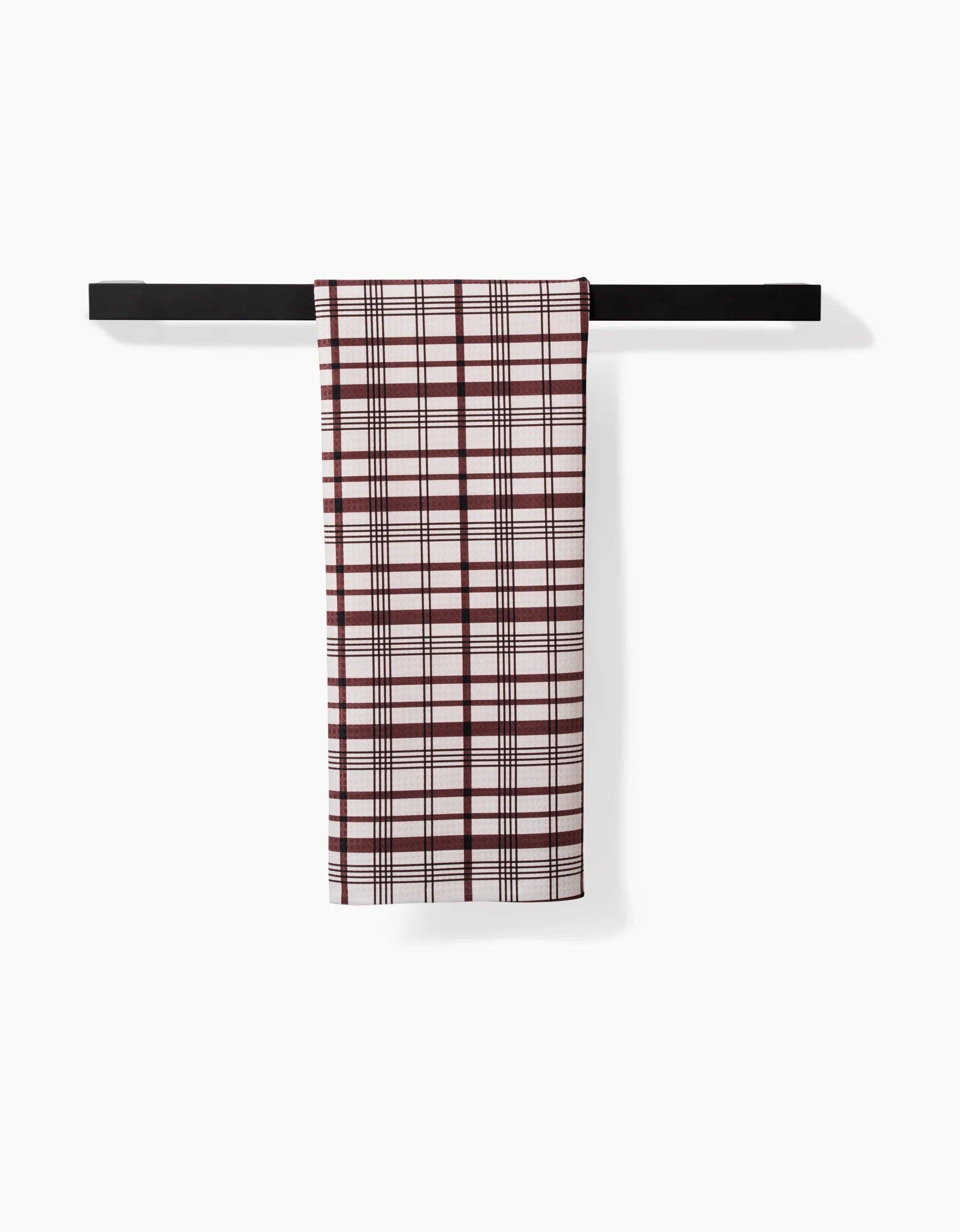 Vintage Plaid Natural Luxe Hand Towel- Brown + White