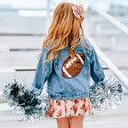 Game Day Football Sequin Patch Denim Jacket - Girls Clothes
