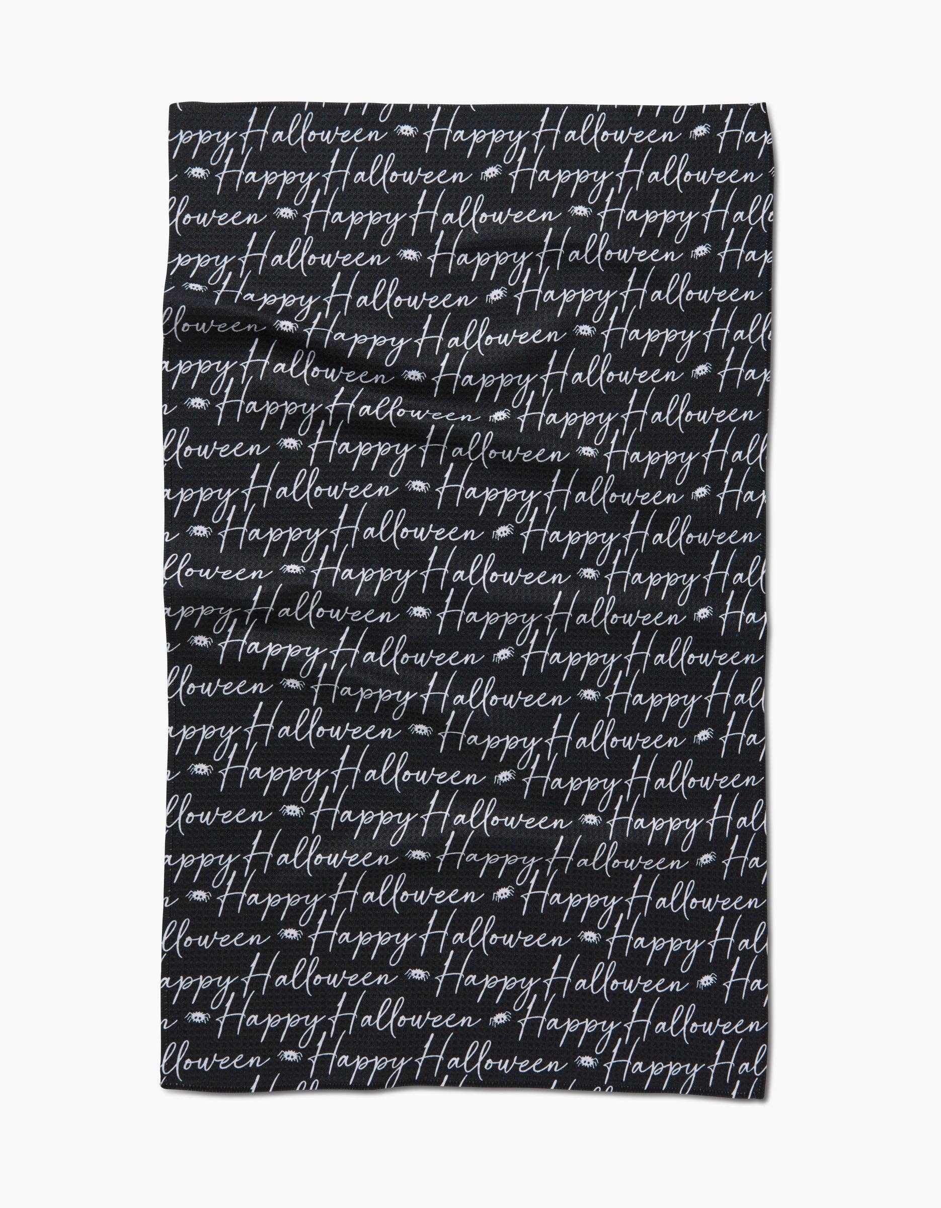 Halloween Script Black Tea Towel