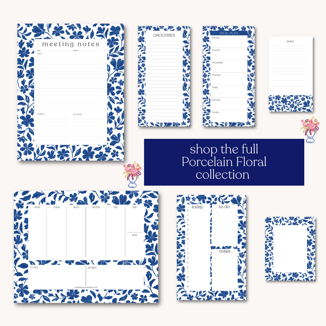 Porcelain Floral Weekly Planner Notepad