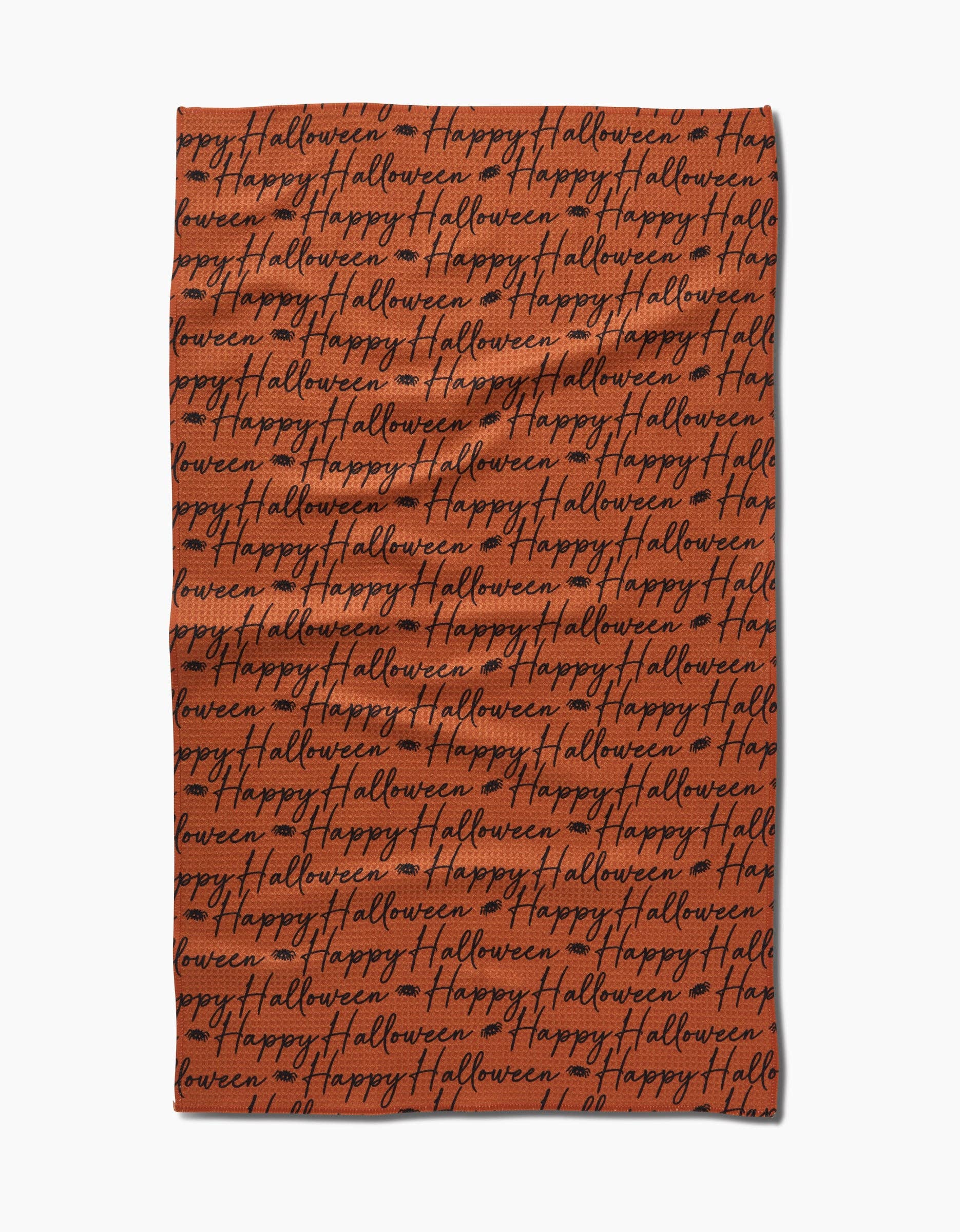 Halloween Script Orange Tea Towel