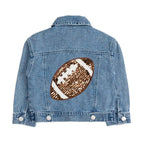 Game Day Football Sequin Patch Denim Jacket - Girls Clothes