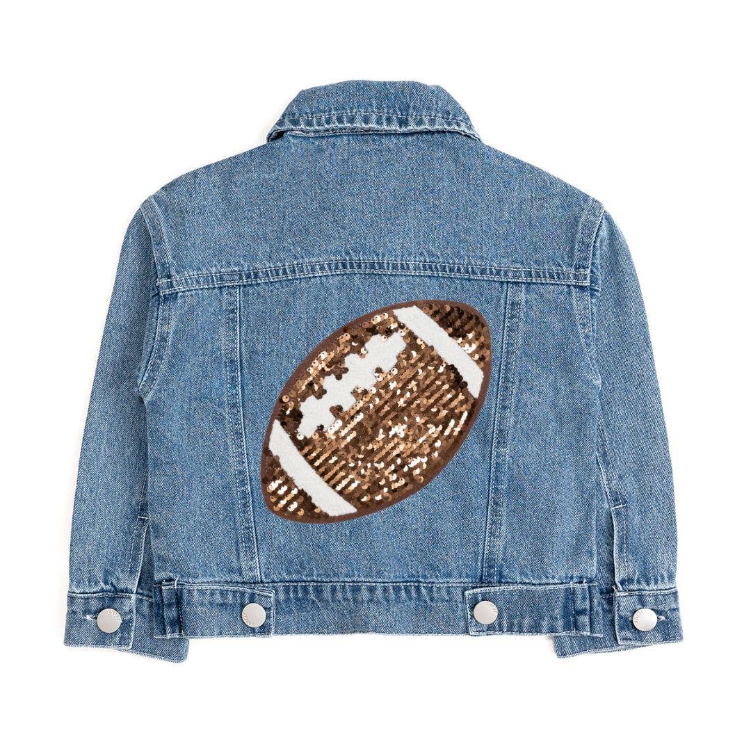 Game Day Football Sequin Patch Denim Jacket - Girls Clothes