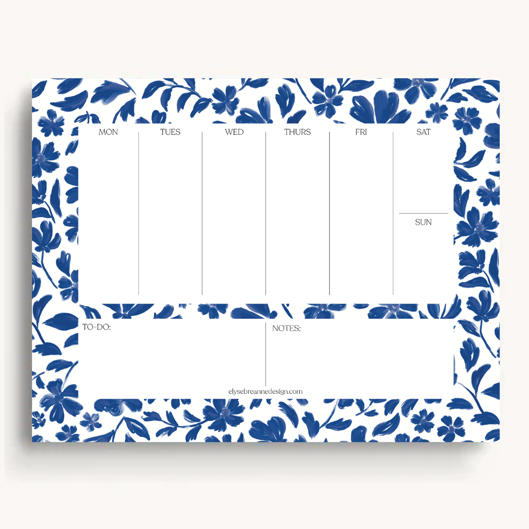 Porcelain Floral Weekly Planner Notepad