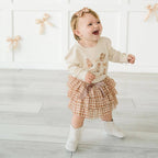 Gingham Printed Tulle Tiered Tutu - Kids Clothing