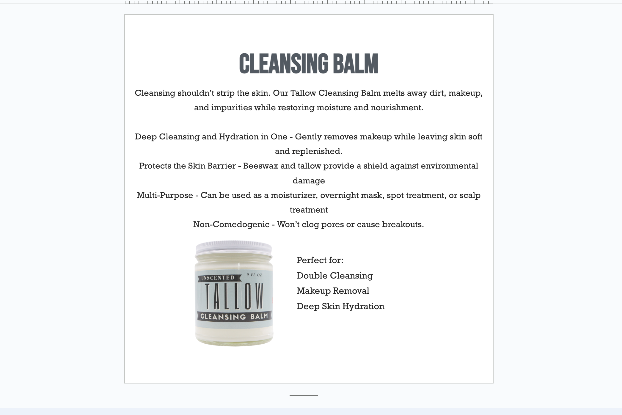 All-Natural Cleansing & Moisturizing Balm 9oz