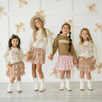 Gingham Bow Patch Sweatshirt - Natural - Girls Clothes