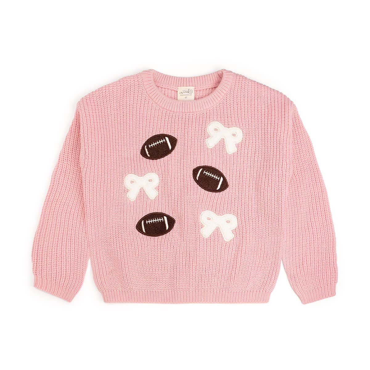 Football Bows Patch Knit Sweater - Girls Clothes