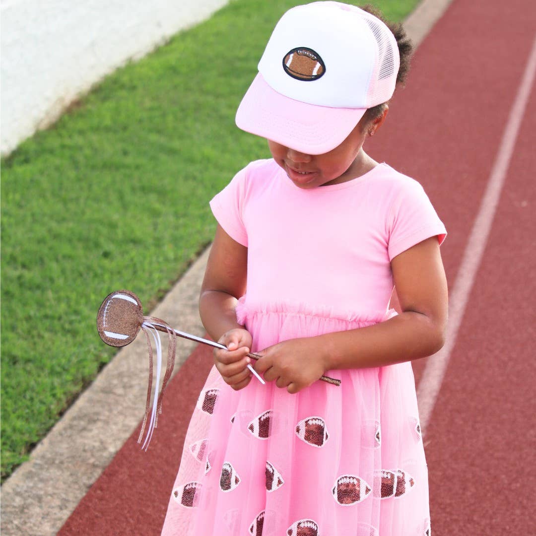 Football Patch Trucker Hat - Pink/White - Kids Football Hat